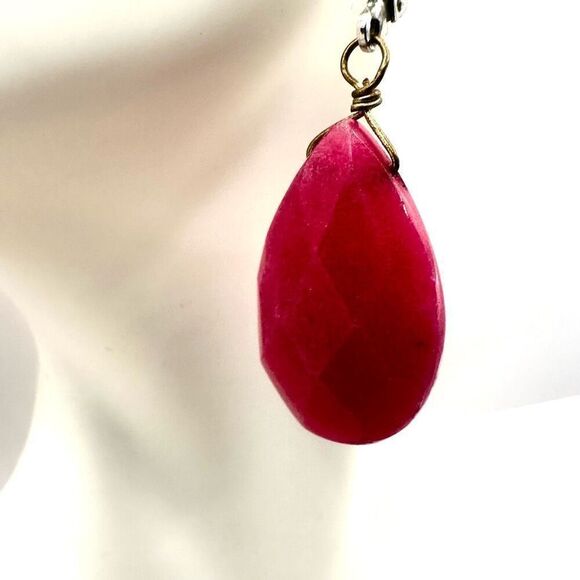 Pink teardrop earrings - Picture 8 of 9